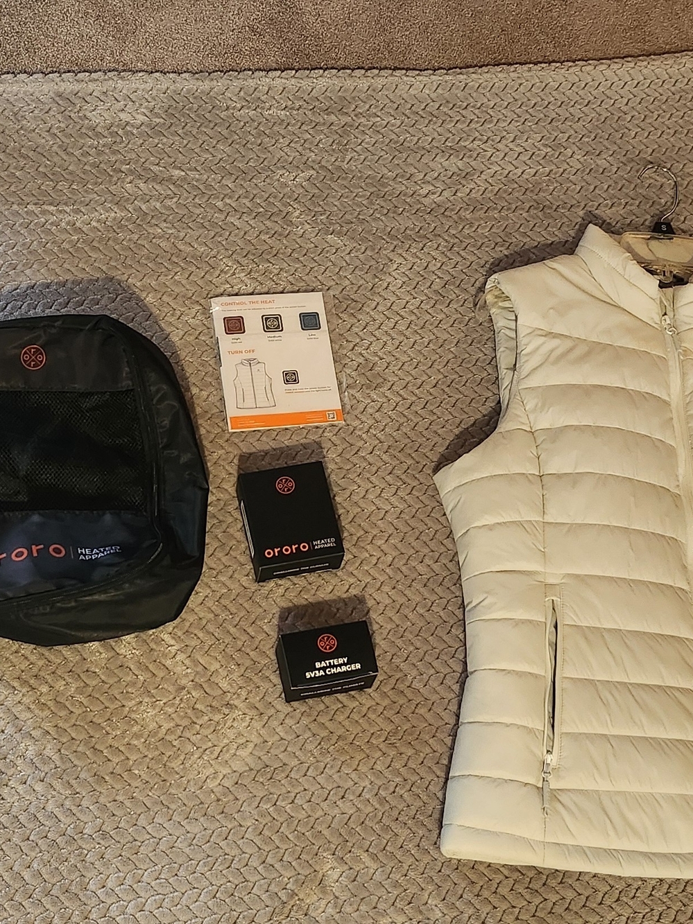 ororo Women's Heated Vest in Cream - Battery Powered Heated Vest